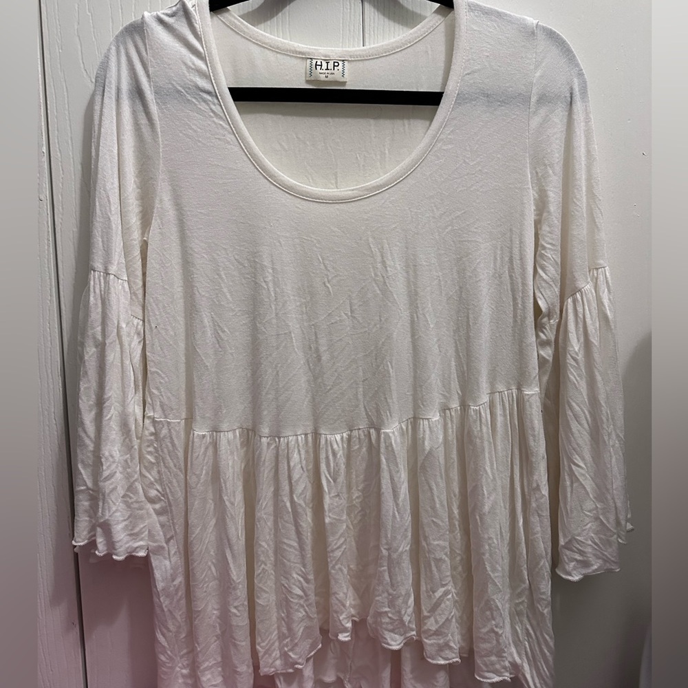 Bell Flare Sleeve White Top